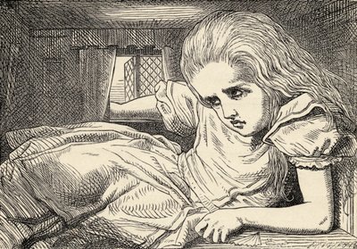 Alice Grows Too Tall for the Room by John Tenniel